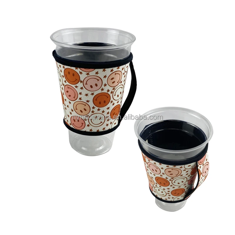 Reusable Iced Coffee Cup Insulator Sleeve With Handle For Beverages