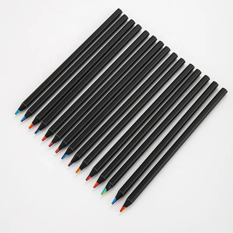 7 дюймов деревянные видов цветов радужные цветные карандаши для рисования черный деревянный карандаш без логотипа