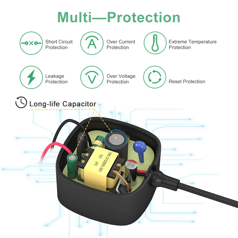 Interchangeable 5V 2A DC Power Supply Adapter