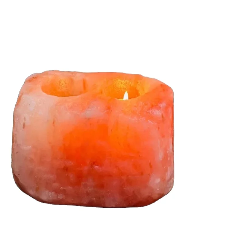 Himalayan Salt Candle Holder Tea Light Natural Crystal Pink Rock Salt Candlestick