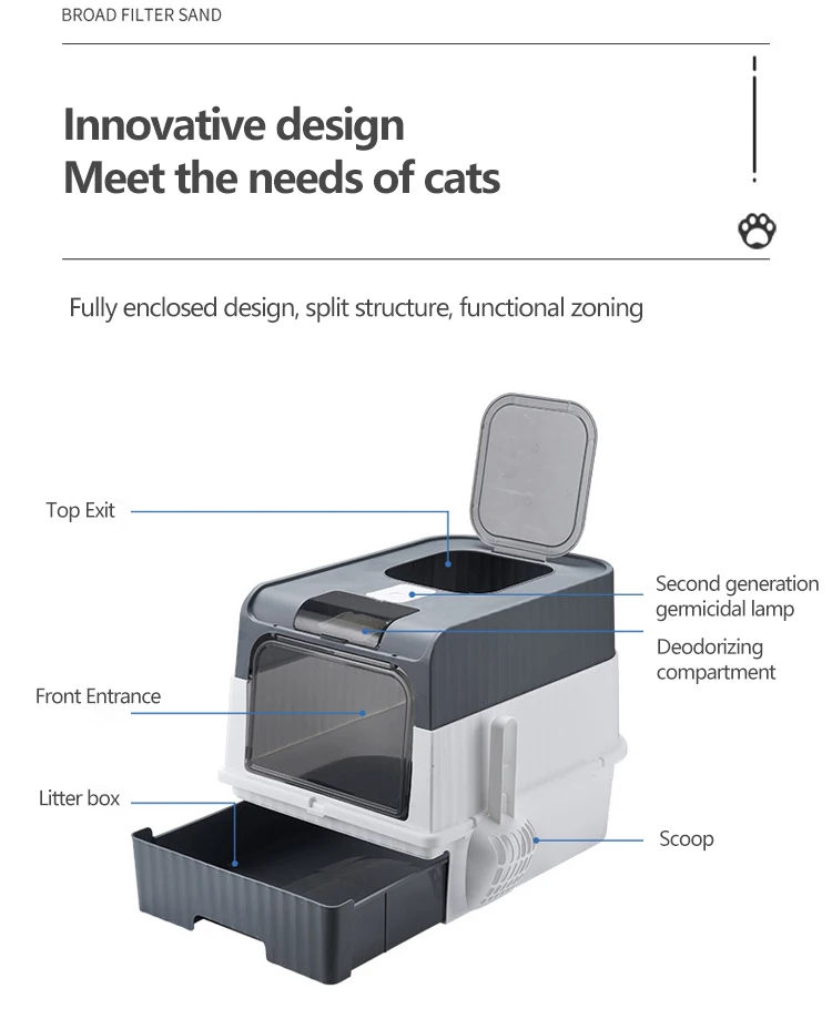 Fully Enclosed Cat Litter Basin Foldable Drawer Type Deodorant Cat
