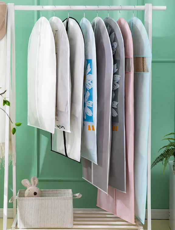 Durable Gown Cover and Dust-Proof Clothing Storage Bag Reusable Jacket Dust Cover for Wardrobe Household