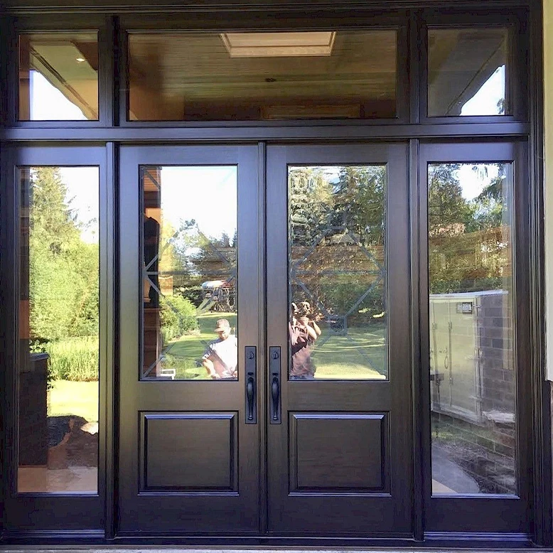 Latest Design Korean Style House Customized Size Wooden Glass Main Entrance Doors
