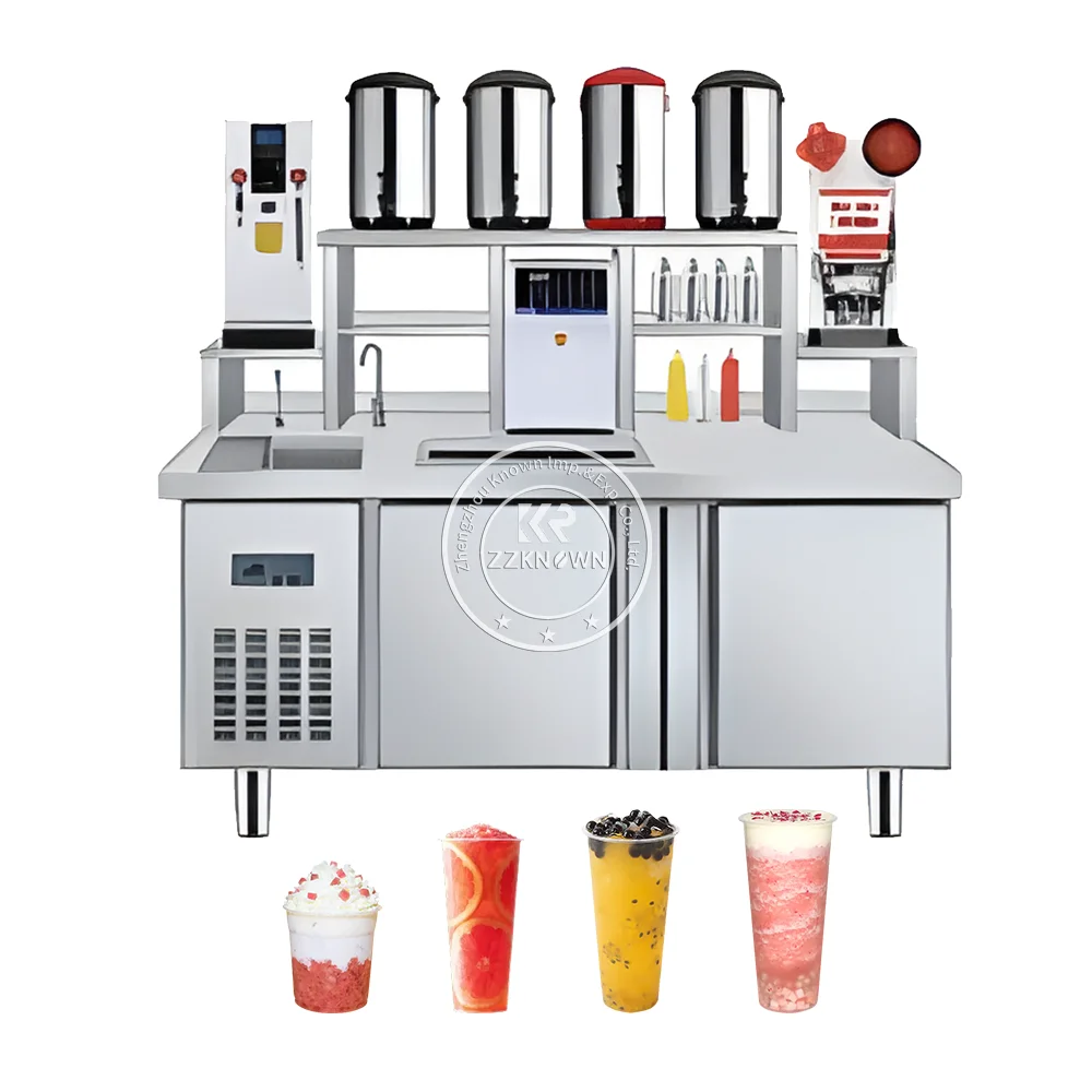 2025 Custom Cocktail Tea Bar Counter Bubble Bar Commercial Boba Shop Working Station Container Milk Tea Bar Counter