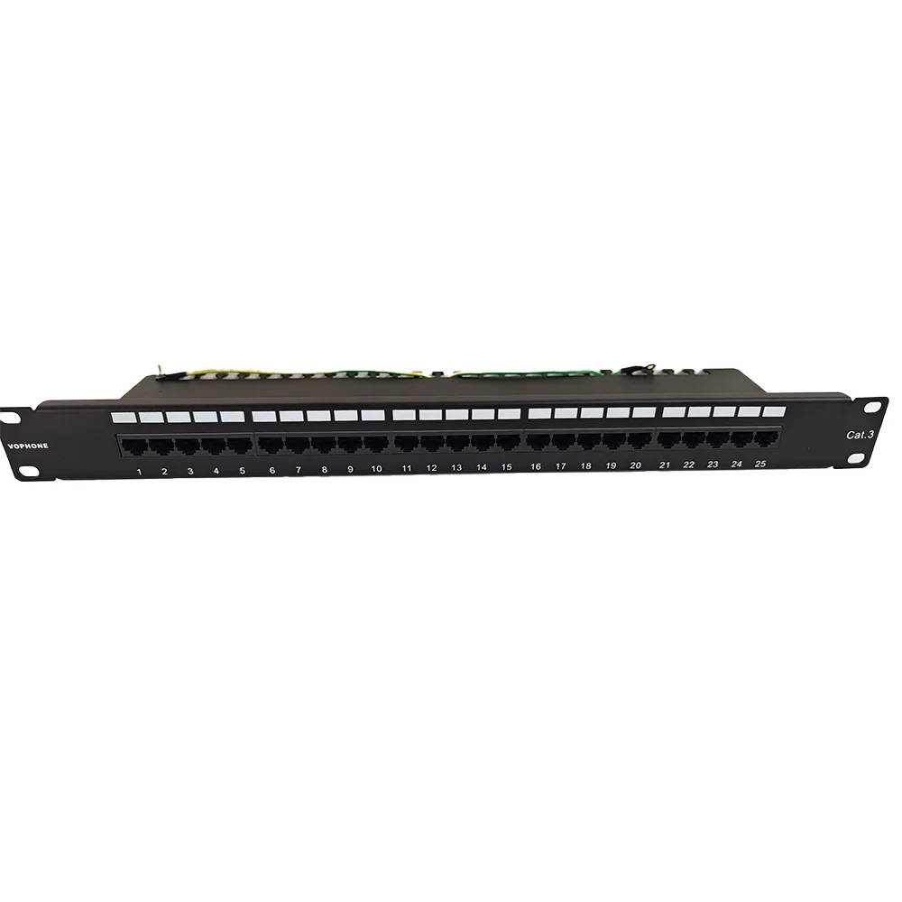 19" 1U 25-Port Voice Patch Panel, Cat5e/Cat6 RJ45 Network Rack Mount Panel for VoIP, Data Center, Office Wiring manufacture