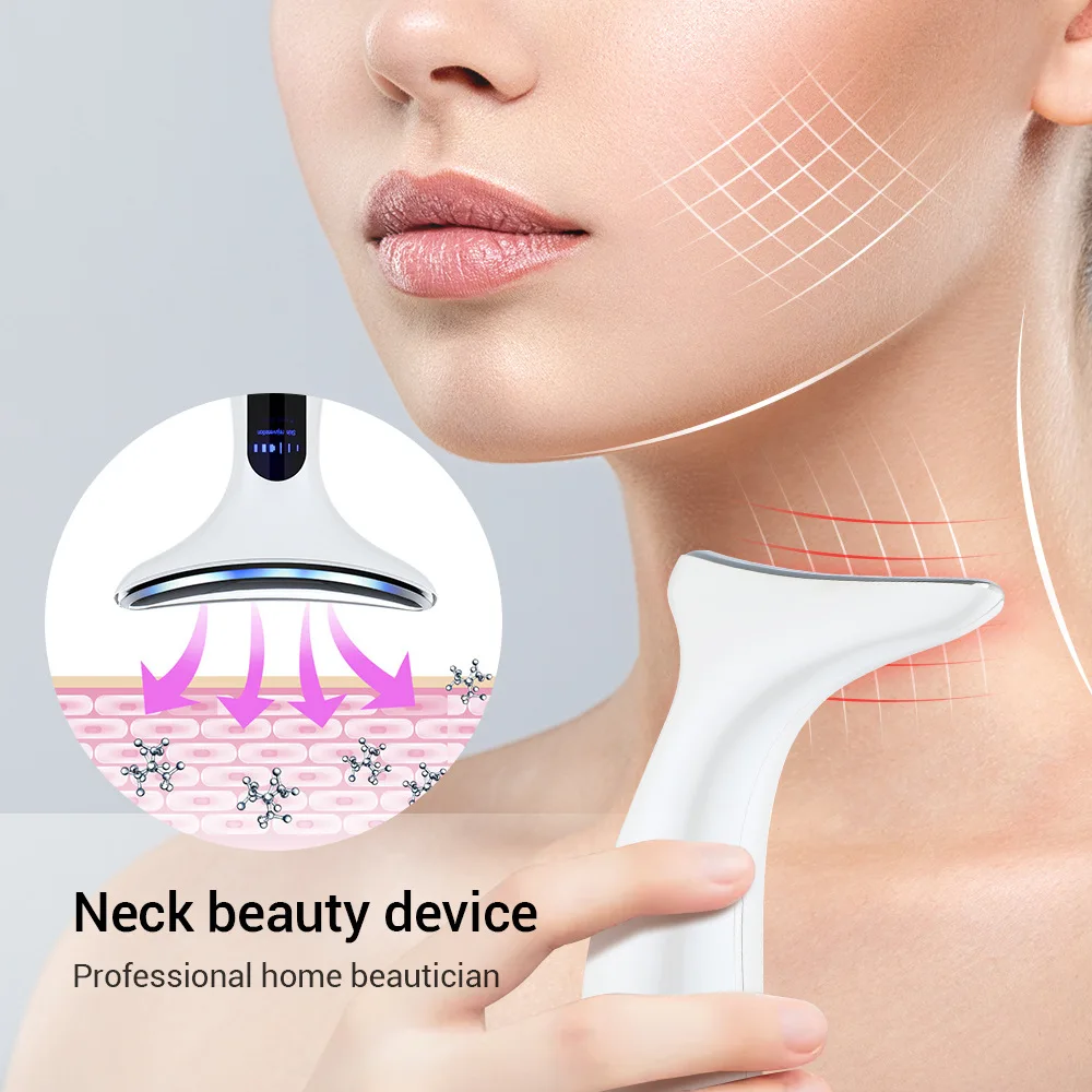 Ems Neck Face Beauty Device 3 Colors Led Photon Therapy Skin Tighten Reduce Double Chin Anti Wrinkle Remove Skin Care Tools