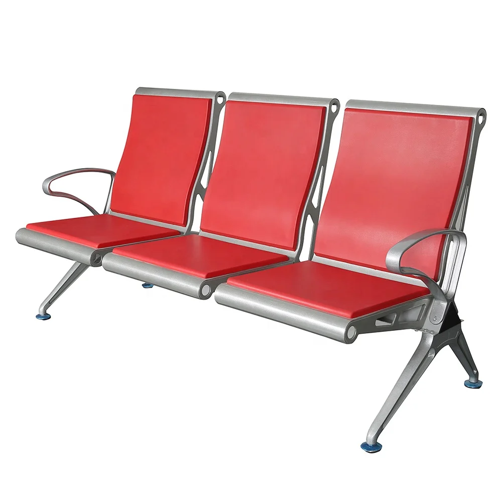 Beauty Salon Reception Waiting 3 4 5 Seater Price Airport Public Seating Bench Silver Steel Bus Stop Chair for Public YA-J108P1