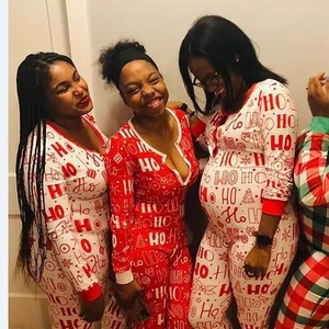 Women's Christmas Printed Jumpsuit Long Sleeved Home Wear Pajamas for Summer Winter Autumn