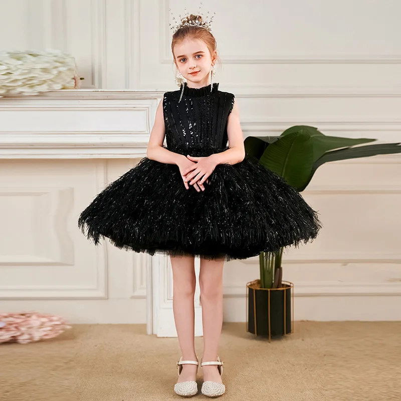 Shop 2024 Children's Black Prom Gowns with Princess Sleeves