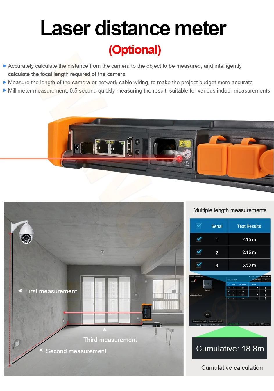 New Android system 8K H.265 IP AHD TVI CVI SDI IP CVBS All in one WIFI camera cable POE tester