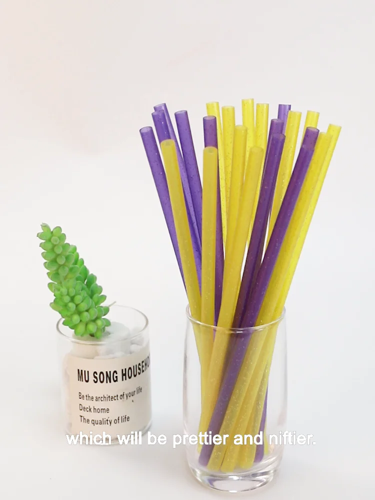 Reusable Plastic Glitter Straw,Thick Plastic Drinking Straws,Wine