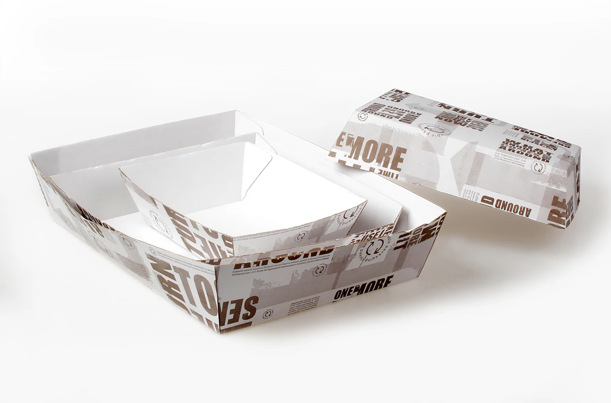 Custom Disposable Kraft Paper Pizza Cookies Packaging Corrugated Tray with Embossed Surface Eco-Friendly Rectangular Fast Food details