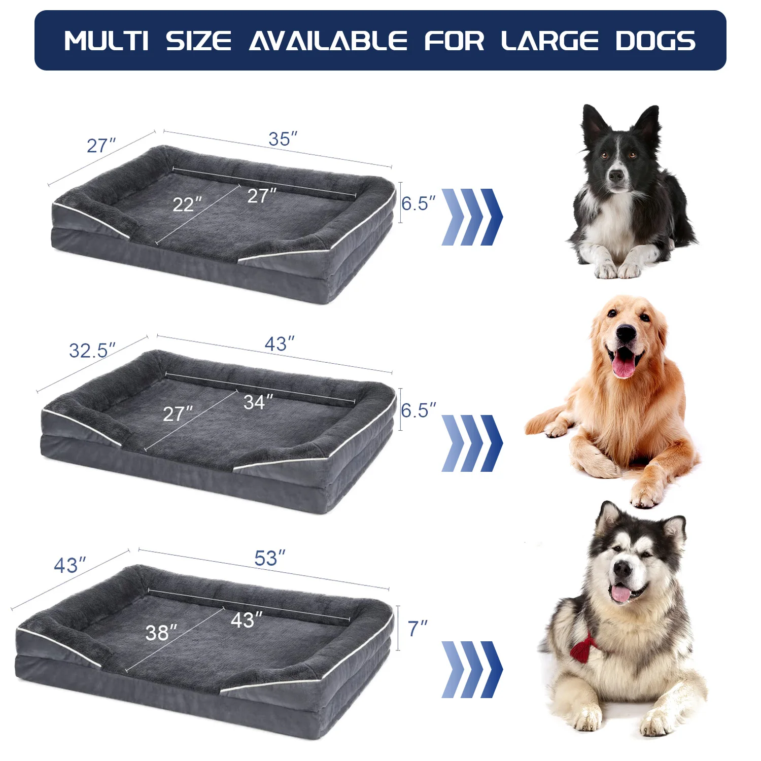 Custom washable giant fluffy soft orthopedic xl xxl big heavy duty extra large memory foam pet dog sofa bed for large dogs factory