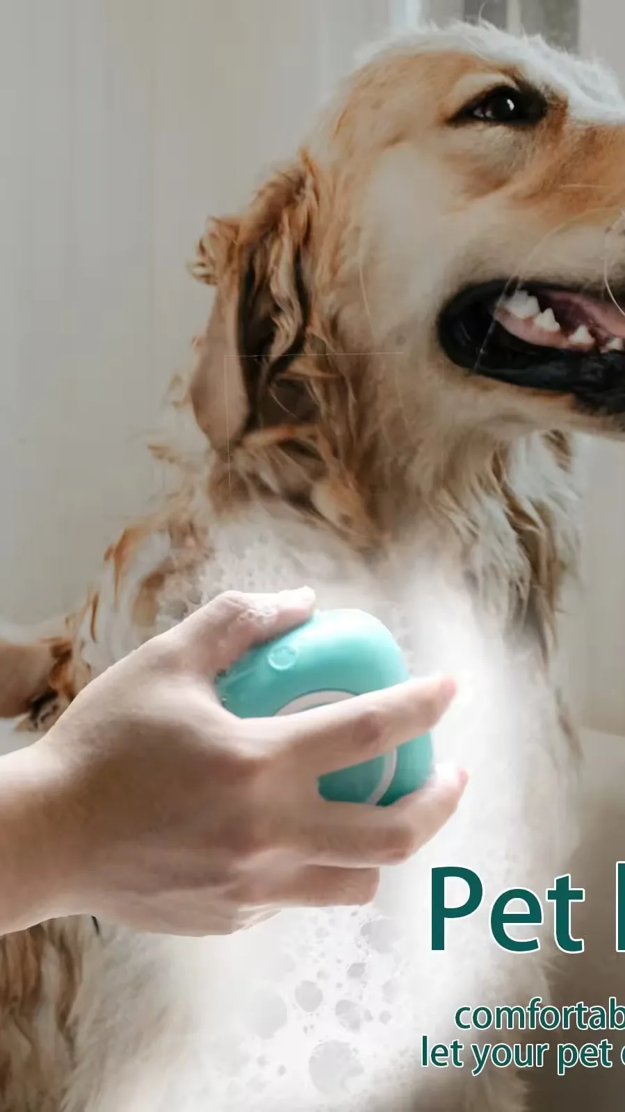 Dog Bath Brush,Pet Massage Brush Shampoo Dispenser,Cat Grooming Brush