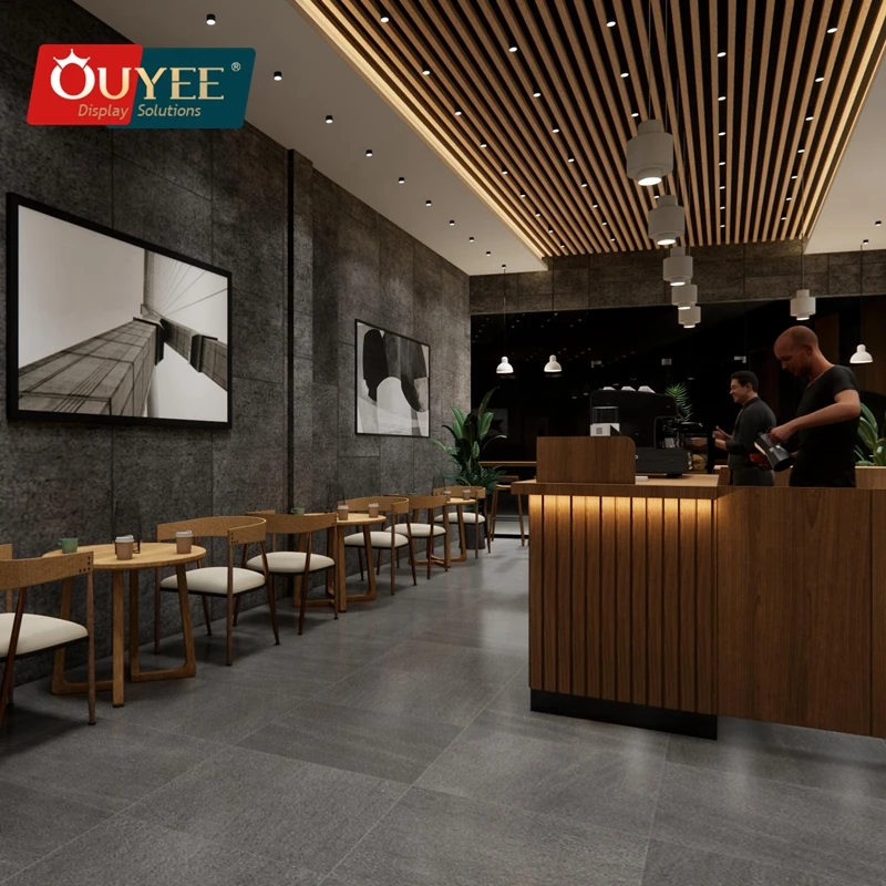 Ouyee Modern Coffee Shop Counter Design Furniture Bubble Tea Store Interior Decoration Cafe Bar Coffee Shop Counter