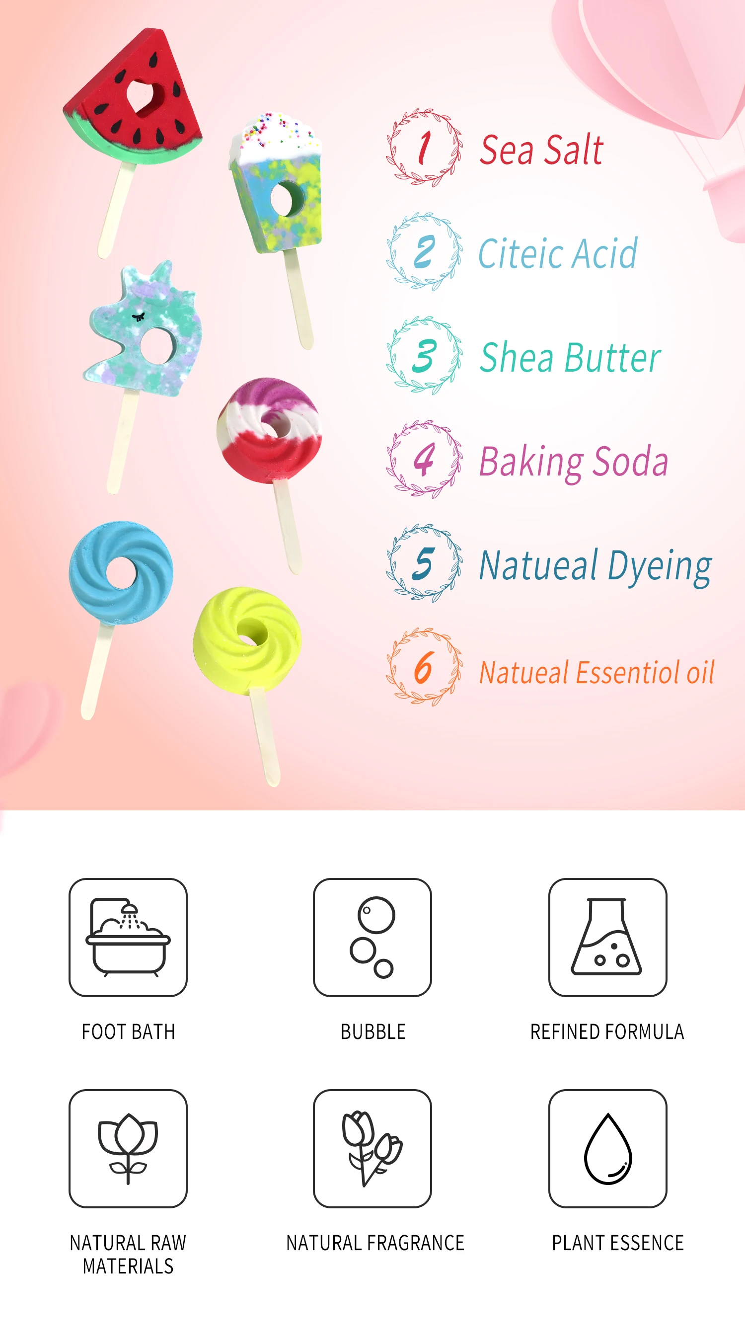 Wholesale Organic Bath Bombs Bubble Wand Handmade Bubble Sea Salt