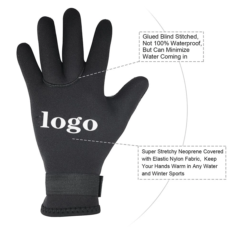 XUKER Water Gloves, 3mm & 5mm Neoprene Five Finger Warm Wetsuit Winter  Gloves for Scuba Diving Snorkeling Surfing 3mm-black Small