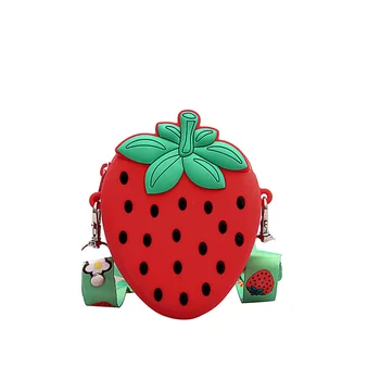 Silicone Mini Messenger Bag for Baby & Children Strawberry Pineapple Avocado Crossbody Coin Purse with Zipper Closure