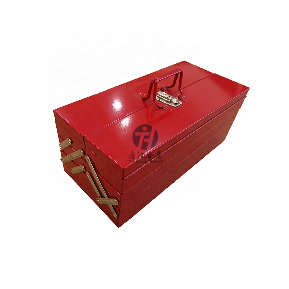 3 Layers Portable and Collapsible Metal Iron Cantilever Toolbox with 5 Trays