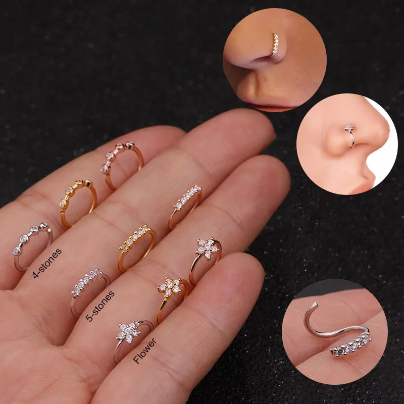 2023 Hot Fashion Non Piercing Jewelry - Brass Zircon Nose Cuff