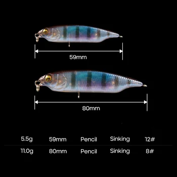 Long Cast Slow Sinking Pencil Lure, Walk the Dog Bionic Fishing Bait, 5.5g / 11g for Topmouth Culter Bass Fishing Tackle – Pencil – view 3