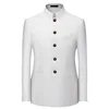Giacca blazer bianca con colletto alla mandarina