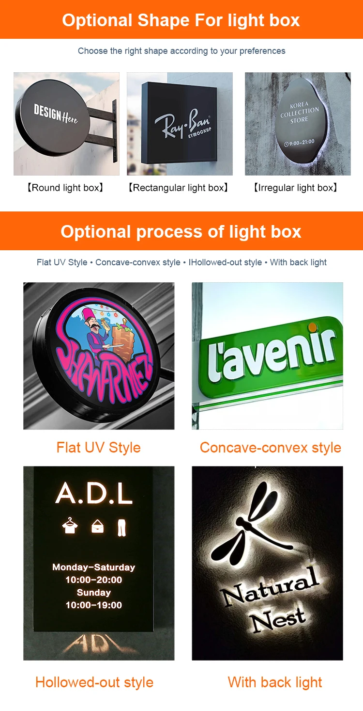 Factory Custom Metal Double Sided Projecting Channel Led Light Box