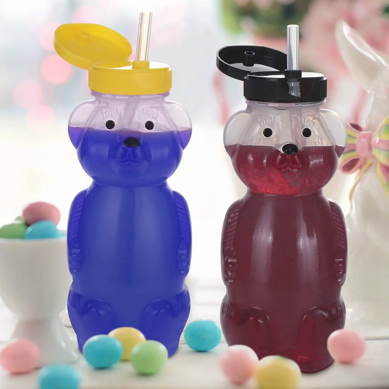 8oz Honey Bear Straw Cups - Durable Juice Bear Bottle with Flexible Straws  Ideal for Speech Feeding Training
