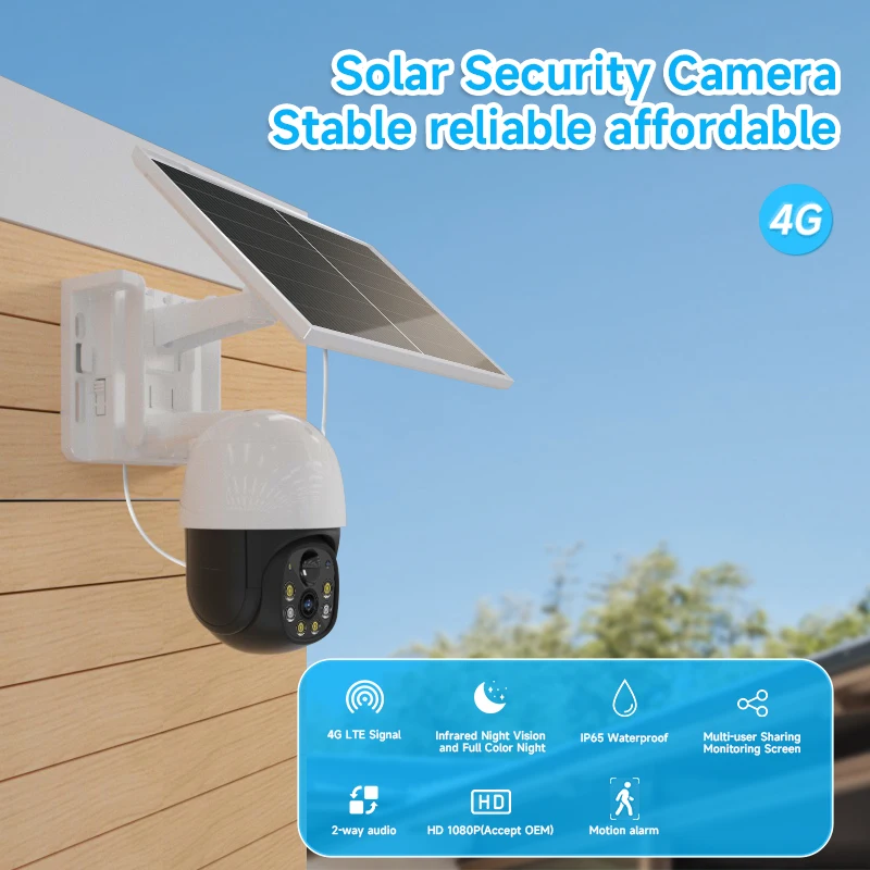 Solar Panel WiFi  CCTV PTZ Camera Outdoor  1080P Wireless Solar Security WiFi Battery Power Network Camera