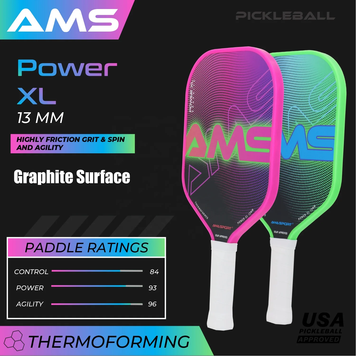 新品 AMASPORT CLASSIC ピックルボールパドル 楽天市場】Thickcore Fusion カーボン AMA SPORT ピックルボール
