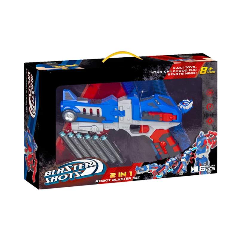 MJ TOYS Electric Robot Deformation Soft Shotgun Automatic Soft Bullet Gun Toys with 6 Bullets for Kids