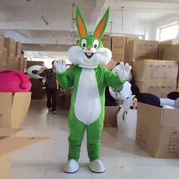 MOQ 1 PCS High Quality Soft Plush Fabric Rabbit Mascot Costumes Funny Bug Bunny Outfit Adults Cartoon Animal Anime EVA