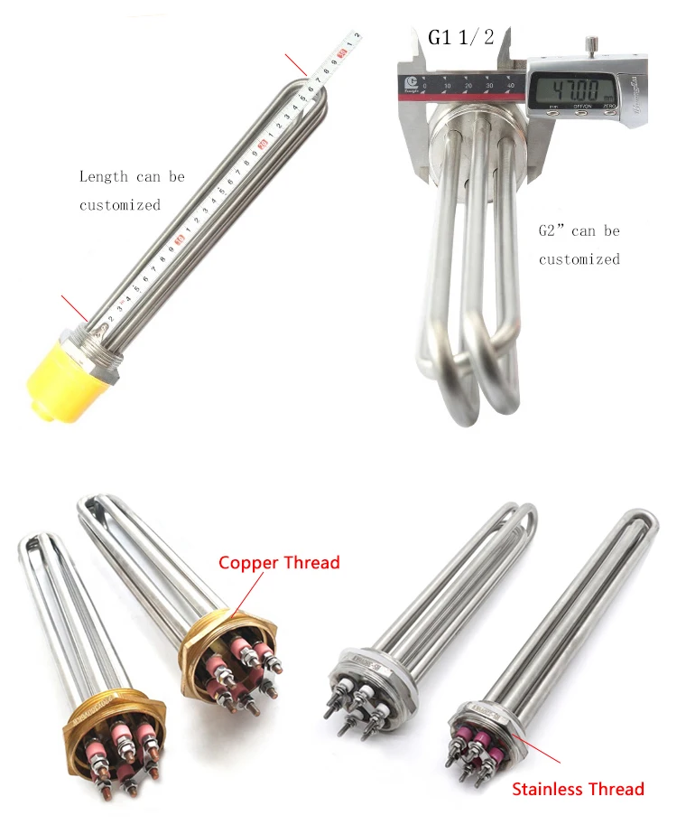 220v Industrial Stainless Steel Coil Water Boiler Tube Immersion Electric  Heating element Tubular