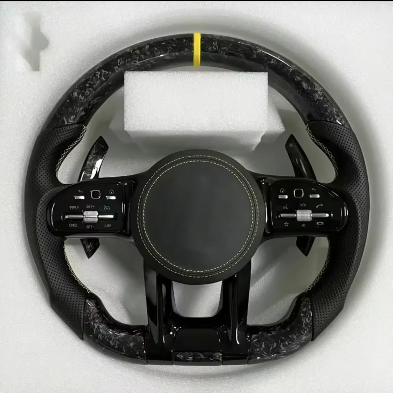 Modified LED Carbon Fiber Steering Wheel for Mercedes Benz AMG GT With Perforated Leather Steering Wheel