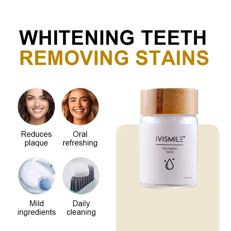 Private Label Eco Friendly Solid Mint Remove Stains Toothpaste Tablets for Teeth Whitening Toothpaste