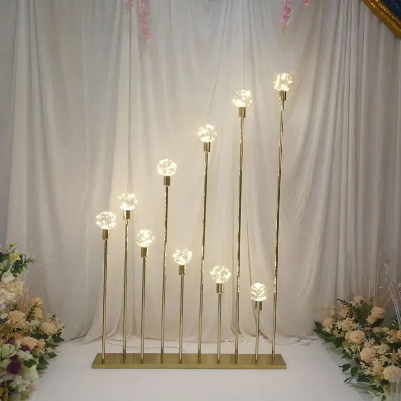 Luxury 10 Heads Gold Metal Romantic Led Lights Wedding Props Electronic ...
