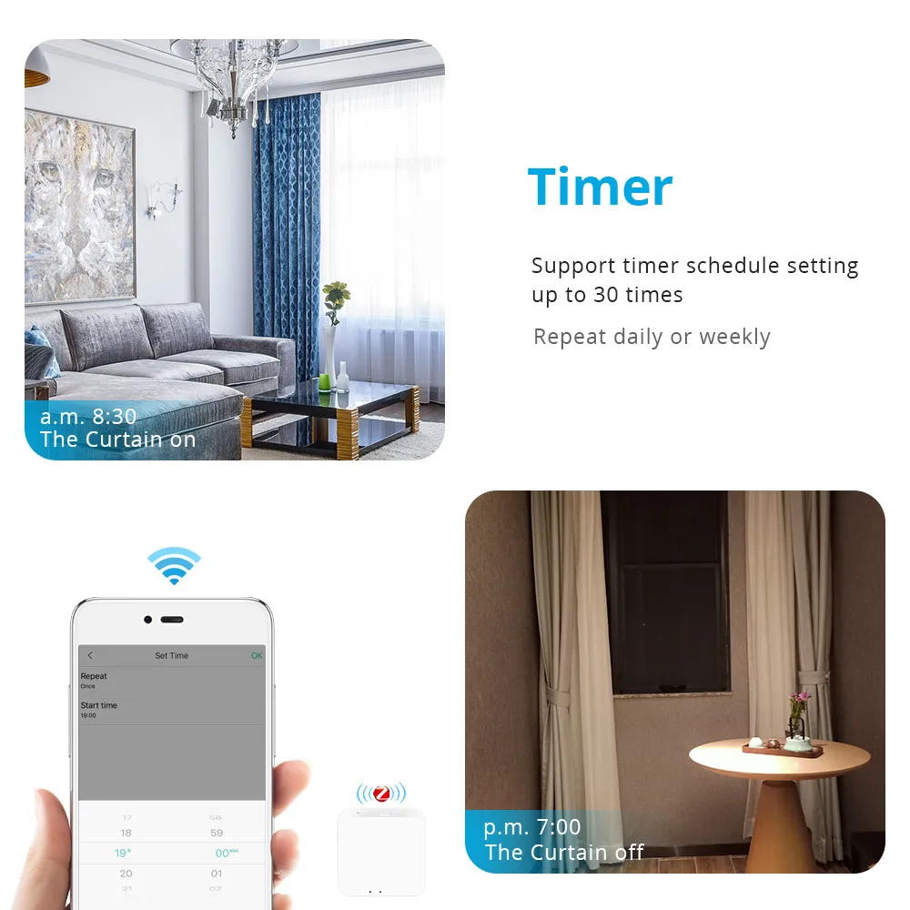 Zemismart Wifi Smart Motorized Curtain Customizable Aluminium Track Electric With Electric Curtain Motor