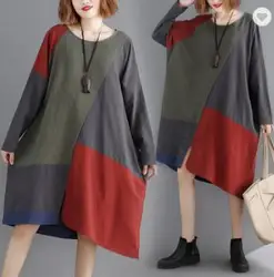 LW-020-9125 в этническом стиле цветов, свитер с длинными рукавами в винтажном стиле; Платье в стиле пэчворк платья для женщин