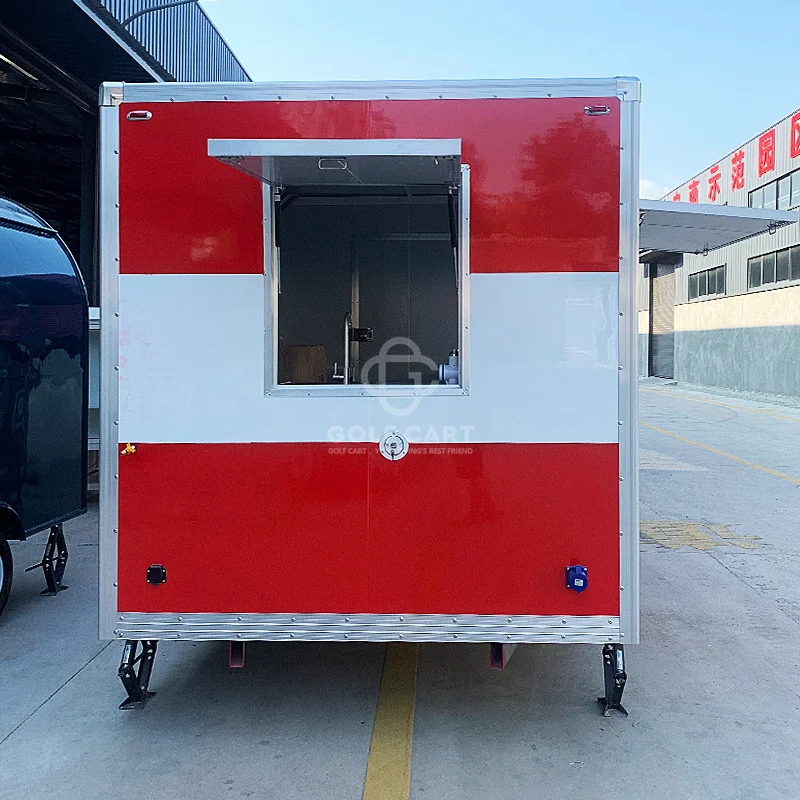 Snack Trailer Mobile Snack Pizza Fast Food Truck Stainless Steel Catering Concession Coffee BBQ Food Trailer With PorchFor Sale