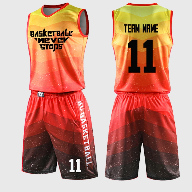 Gray Stripe Red Sublimated Custom Basketball Uniforms | YoungSpeeds Mens