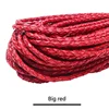 Cuero genuino trenzado de cuatro hebras rojo