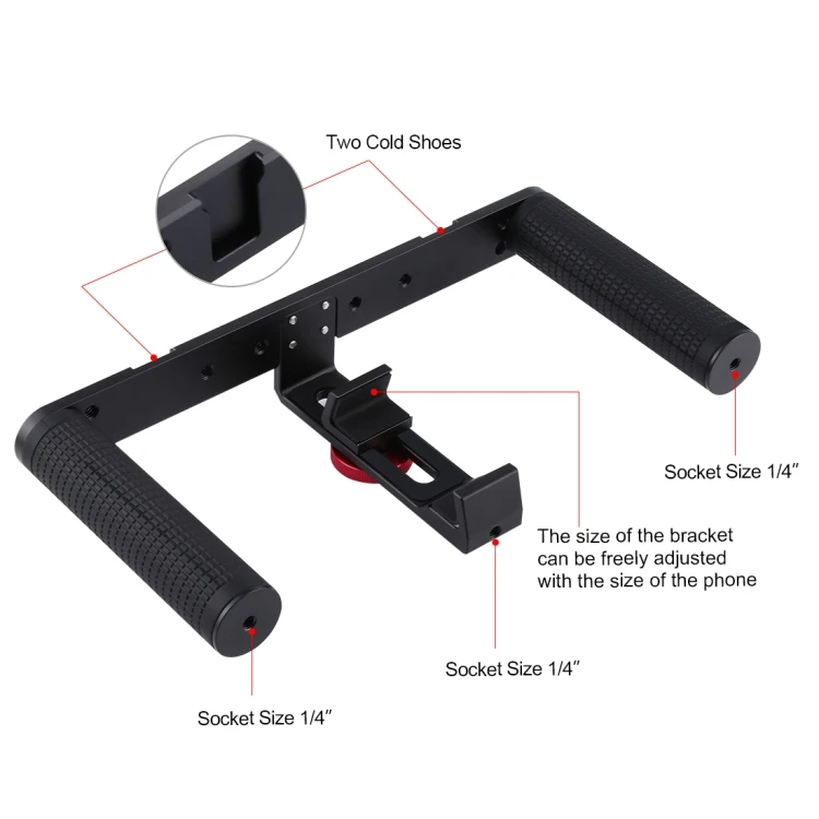Vlogging Live Broadcast Smartphone Video Rig Filmmaking Recording Handle Stabilizer Aluminum Bracket Universal Mobile Phone
