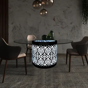 Living Room Design 16 Color Changing LED Glowing Coffee Table with Tempered Glass Desktop