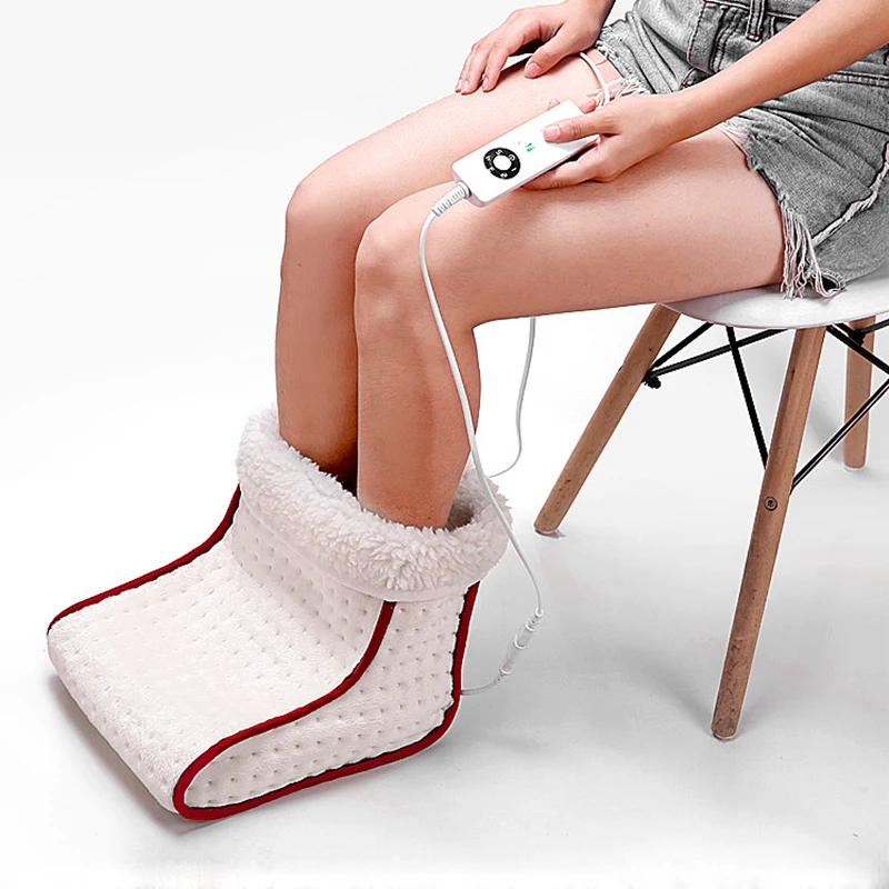 Электрическая грелка для ног для домашнего использования, бархатные туфли с подогревом, 5 режимов, моющийся массажный нагреватель с электронным подогревом ног