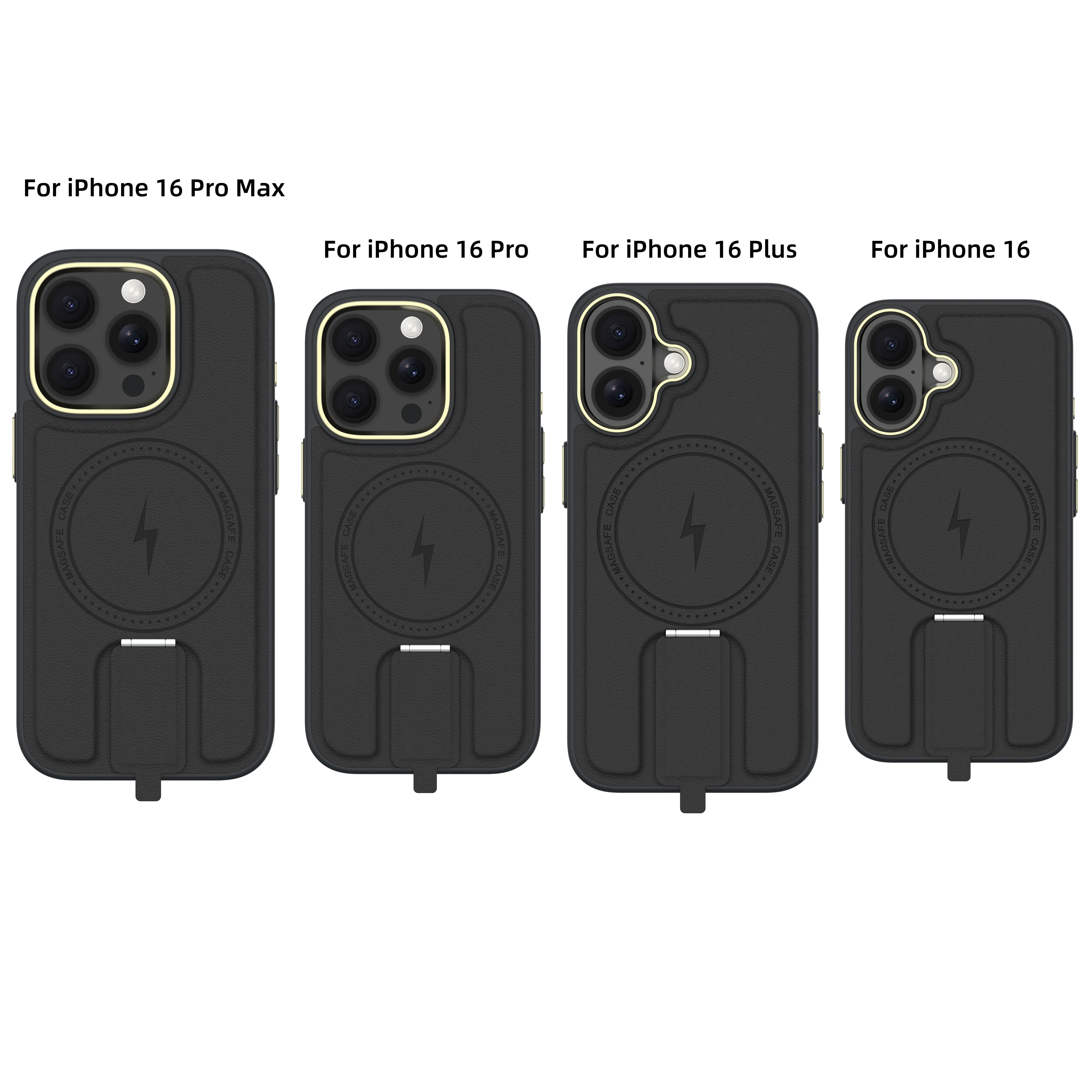 product for luxury design magnetic shockproof waterproof pu leather case stand wireless charging certified for iphone 17 pro max-4