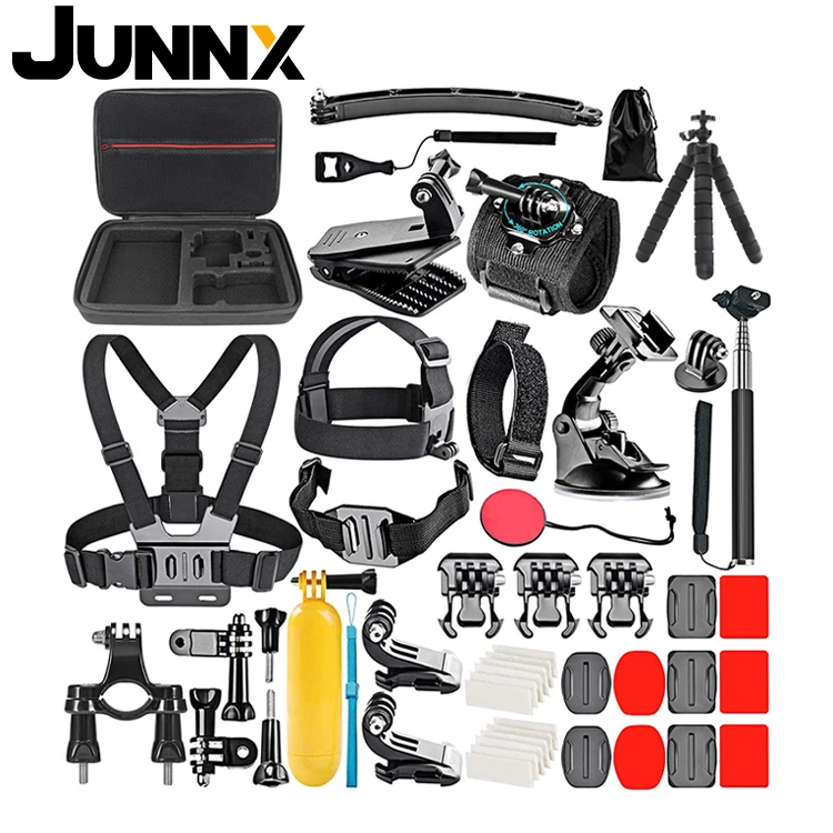 Набор аксессуаров для экшн-камеры JUNNX 50 в 1, комплект аксессуаров для Gopro Hero Max 10 9 8 7 6 5 4 Xiaomi Yi DJI