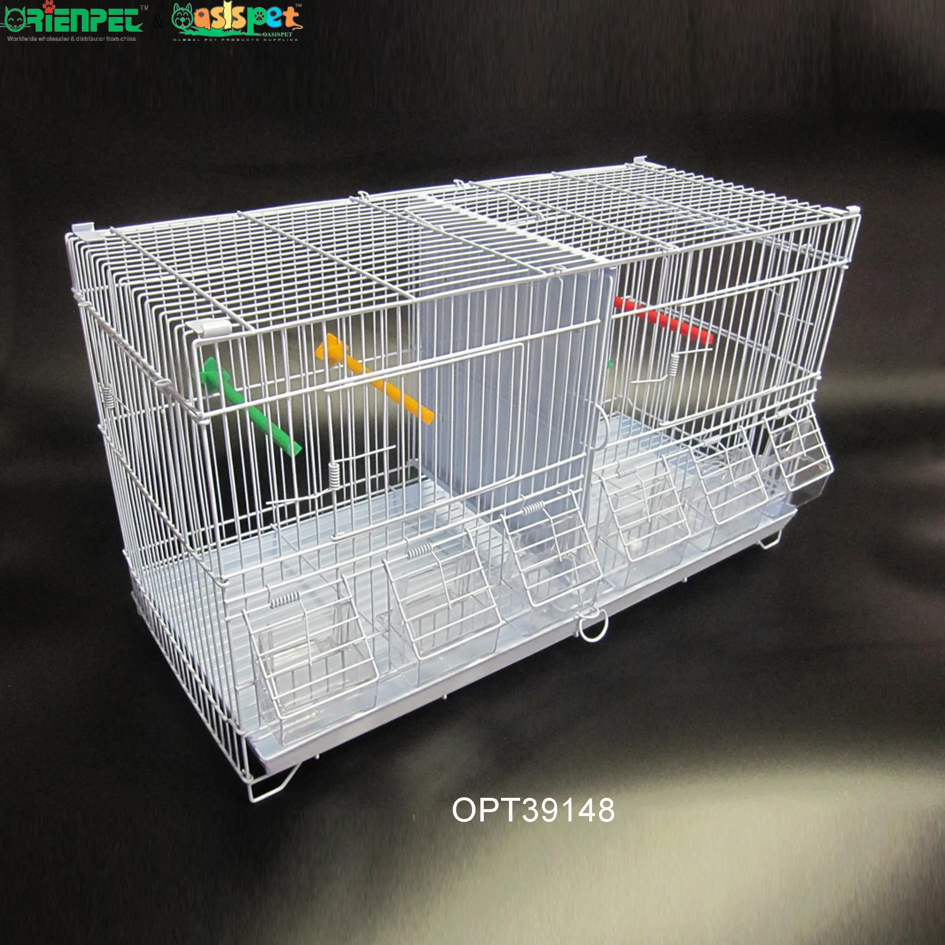 ORIENPET & OASISPET Powder-coated Wire Bird Breeding Cage Wholesale Stackable Cages with Divider Metal Tray OPT39148 Pet Product