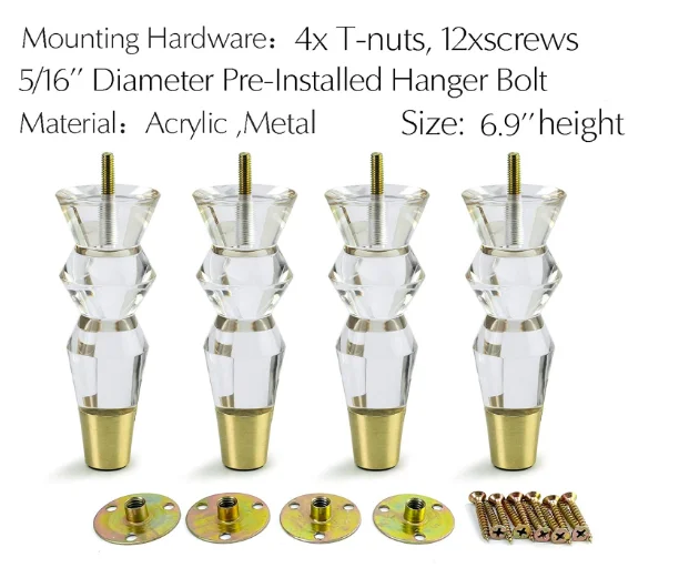 Ножки для дивана, Прозрачные ножки для мебели, акриловые ножки для скамьи, модные шкафы, кофейный столик, ножки для дивана
