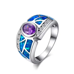 Wholesale 2026 European Markets Romantic Rhodium Plated 925 Sterling Silver Fine Ring Jewelry with Opal Stone Ring for Women