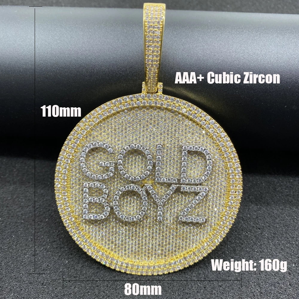 Hip Hop Iced Out Round Custom Letters Pendants Necklaces Paved Cubic Zircon Stone Brass Rope Chain Trendy Men Women Jewelry